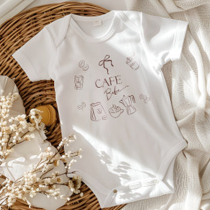 Coffee Theme Cafe Bebe Brewing Bow Baby Shower Baby Bodysuit