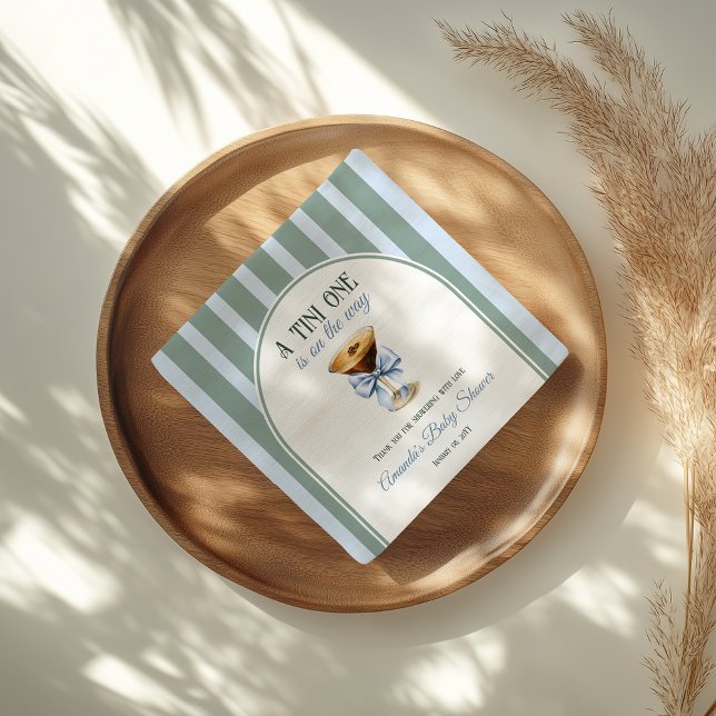 Coffee Theme Espresso Martini Blue Bow Baby Shower Napkin (Creator Uploaded)