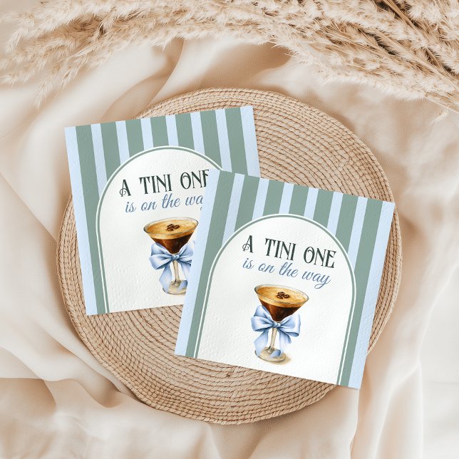 Coffee Theme Espresso Martini Blue Bow Baby Shower Napkin (Creator Uploaded)