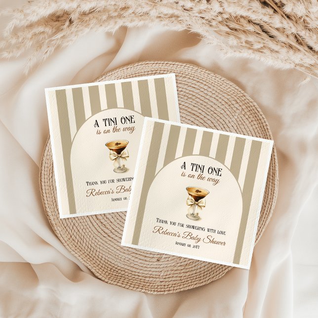Coffee Theme Espresso Martini Bow Baby Shower Napkin (Creator Uploaded)