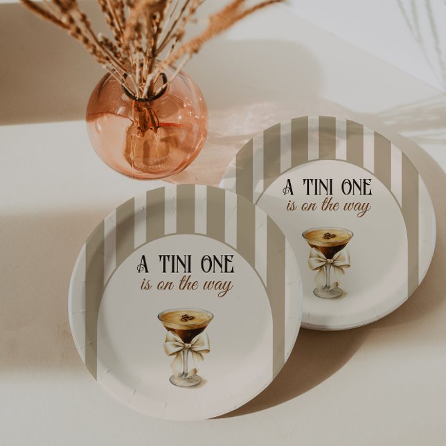 Coffee Theme Espresso Martini Bow Baby Shower Paper Plate (Creator Uploaded)