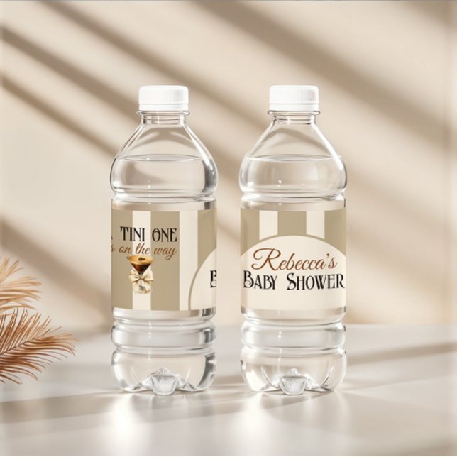 Coffee Theme Espresso Martini Bow Baby Shower Water Bottle Label (Creator Uploaded)