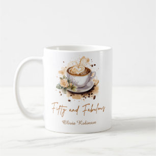 Coffee Theme Fifty and Fabulous 50th Birthday Mug