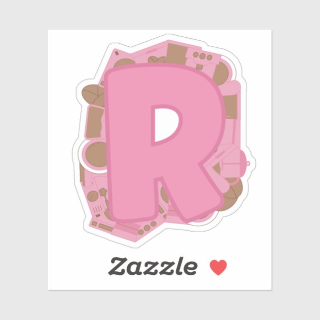 Coffee Theme Letter R Custom-Cut Vinyl Sticker (Sheet)