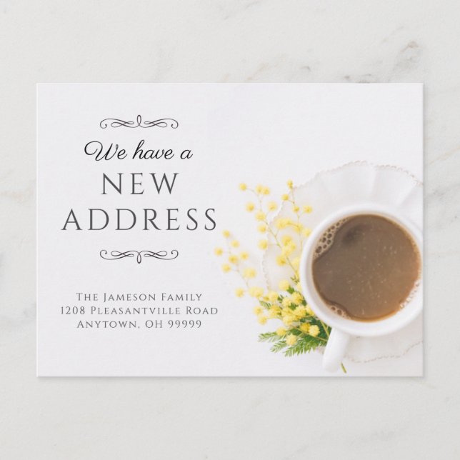 Coffee Theme New Address Notification Postcard (Front)