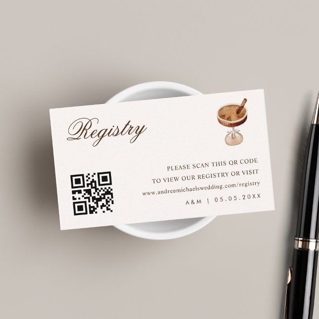 Coffee Theme Qr Code Wedding Gift Registry Enclosure Card (Creator Uploaded)