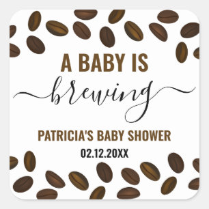 Coffee Themed Baby Shower A Baby Is Brewing  Square Sticker