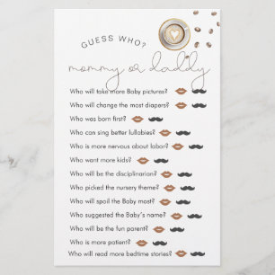 Coffee Themed Baby Shower "Guess Who" Game