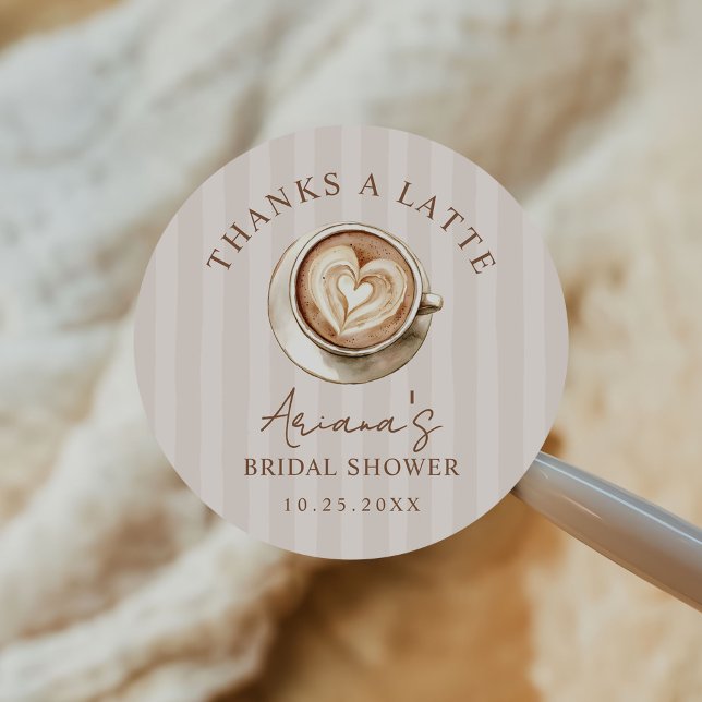 Coffee Themed Bridal Shower  Classic Round Sticker (Creator Uploaded)