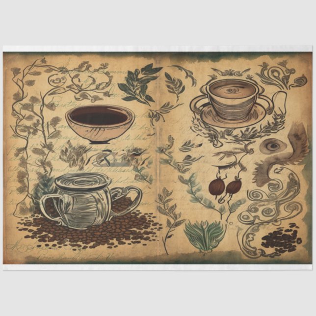 Coffee themed ephemera collage Tissue Paper (Front)