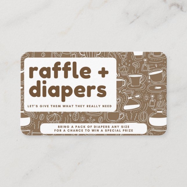 Coffee Themed Shower Diaper Raffle Enclosure Card (Front)