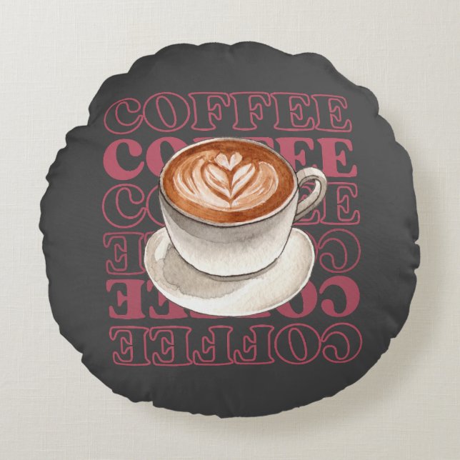 coffee themed throw pillow (Front)