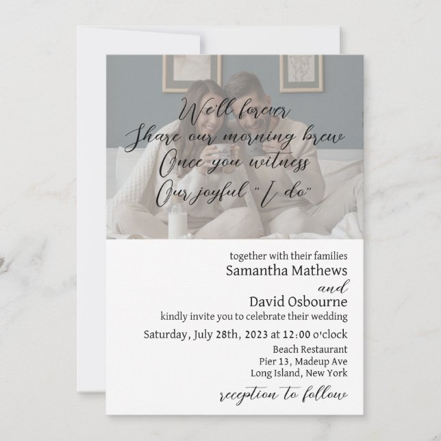 Coffee themed wedding invitation design (Front)