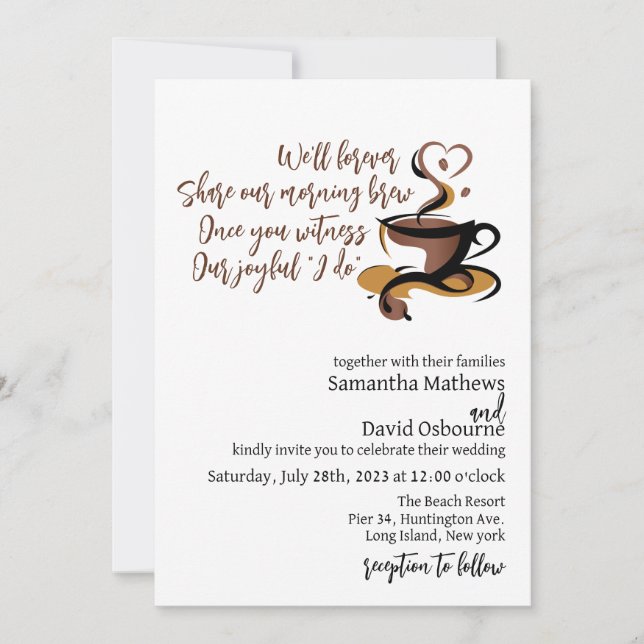 Coffee themed wedding invitation design (Front)