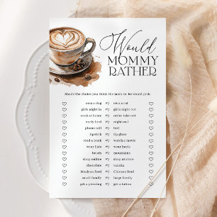 Coffee Themed Would Mummy Rather Baby Shower Game