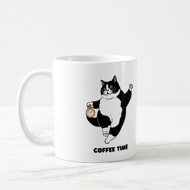 Coffee Time Black Cat Mug for Introverts (Left)