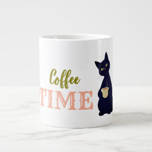 Coffee time cat drinking coffe large coffee mug