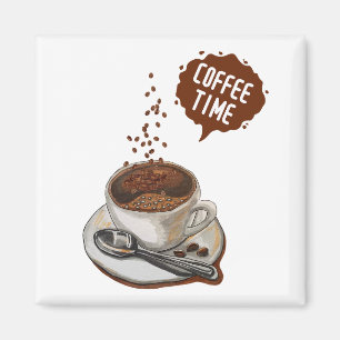 Coffee time Classic art for coffee lover Brown Magnet
