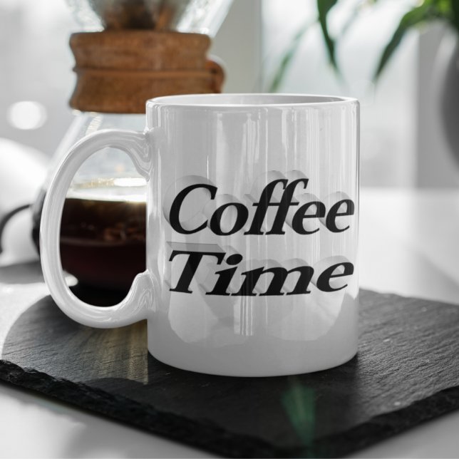 Coffee Time coffee quotes black half text Large Coffee Mug (Creator Uploaded)