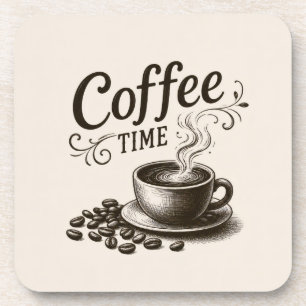 Coffee Time Cork Back Coasters Set of 6