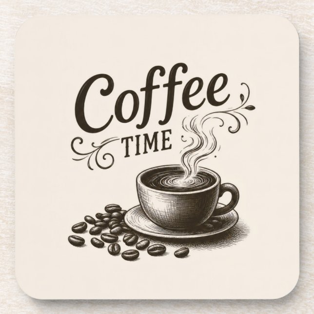 Coffee Time Cork Back Coasters Set of 6 (Front)
