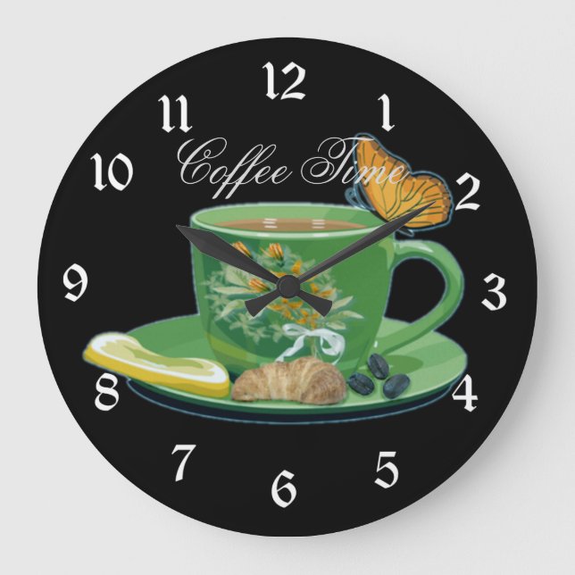Coffee Time Cup & Saucer Large Clock (Front)