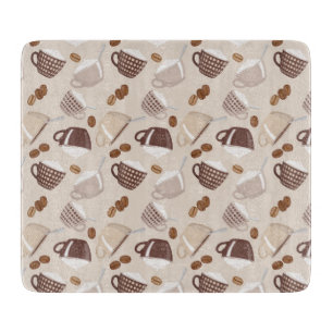 Coffee Time Cups Brown Grains Caffeine Lover Drink Cutting Board