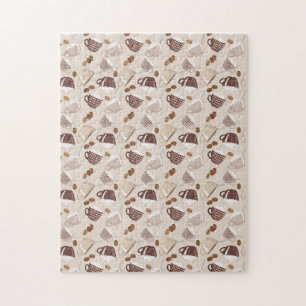 Coffee Time Cups Brown Grains Caffeine Lover Drink Jigsaw Puzzle