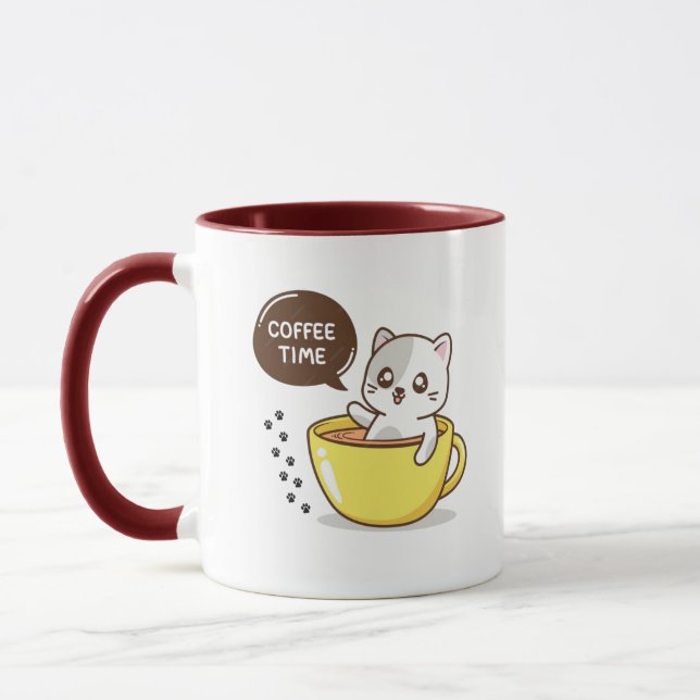 Coffee time cute cat  mug (Left)