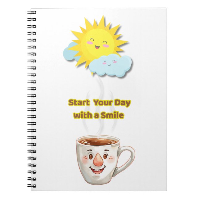 Coffee Time – Cute Smiling Cup Notebook (Front)