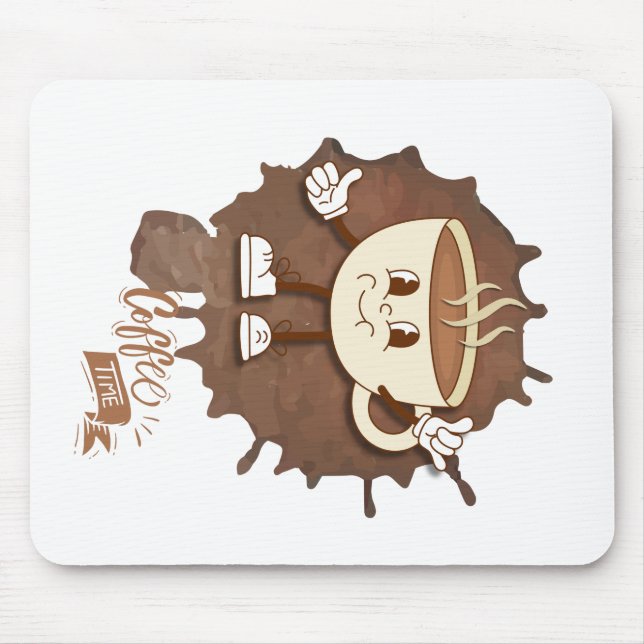 **Coffee Time – Cute Smiling Cup Steam  Mouse Pad (Front)
