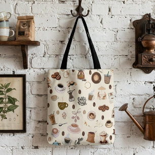 Coffee time espresso latte cappuccino cafe tote bag