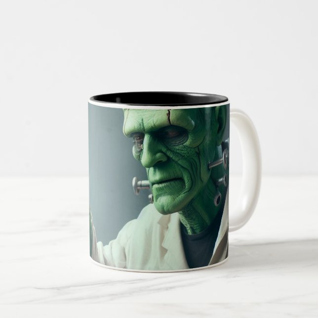 Coffee Time Frankenstein Two-Tone Coffee Mug (Front Right)