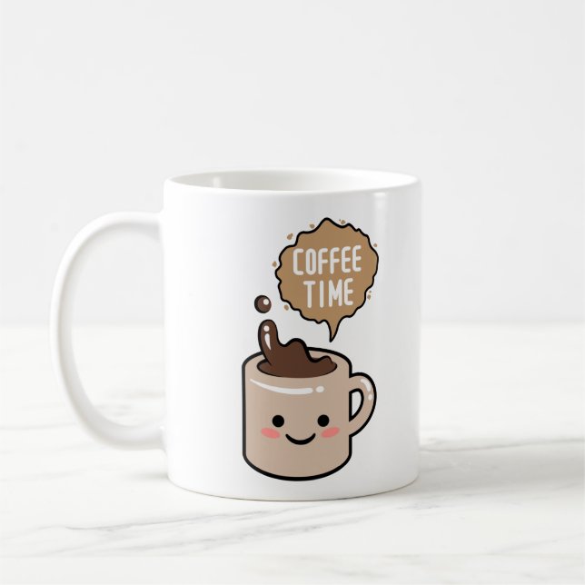 coffee time funny kawaii coffee mug (Left)