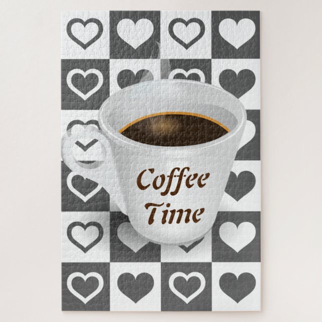 Coffee Time & Hearts Jigsaw Puzzle (Vertical)