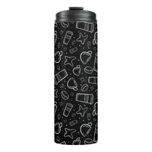 Coffee time in black and white thermal tumbler