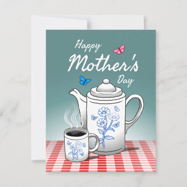 Coffee Time Mothers Day Holiday Card (Front)
