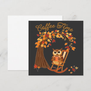 Coffee Time Owl Fall Themed Whimsical Design Invitation