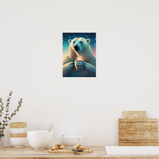 Coffee time polar bear wall art decor (Kitchen)