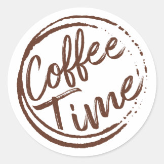 coffee time-quotes about coffee classic round sticker