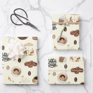 Coffee time sweet espresso latte cappuccino wrapping paper sheet