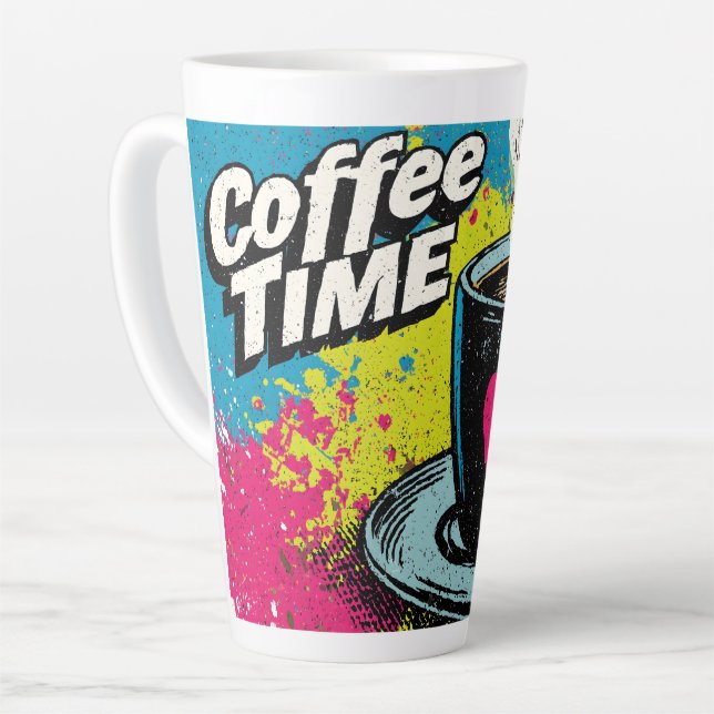 "Coffee Time" Vibrant Pop Art Mug Design (Left Angle)