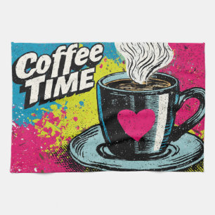 "Coffee Time" Vibrant Pop Art Mug Design Tea Towel