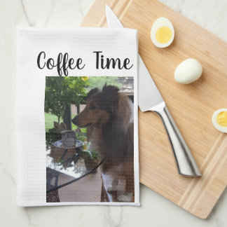 Coffee Time with a Cute Sheltie! Tea Towel