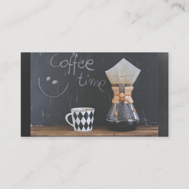 Coffee Time with Cup and Coffee Pot Business Card (Front)