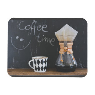 Coffee Time with Cup and Coffee Pot Magnet