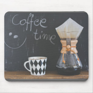 Coffee Time with Cup and Coffee Pot Mouse Pad