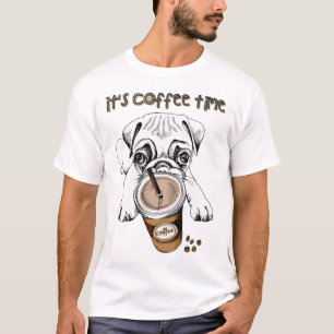 Coffee Time with Pug – Cute Dog & Iced Coffee Love T-Shirt