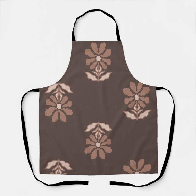 Coffee Tonal Floral Apron (Front)