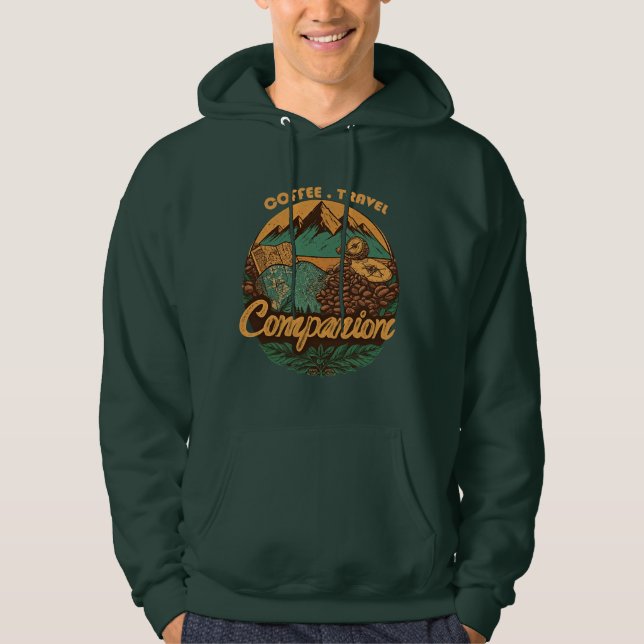 Coffee Travel Companion Mountain Adventure Sweatsh Hoodie (Front)